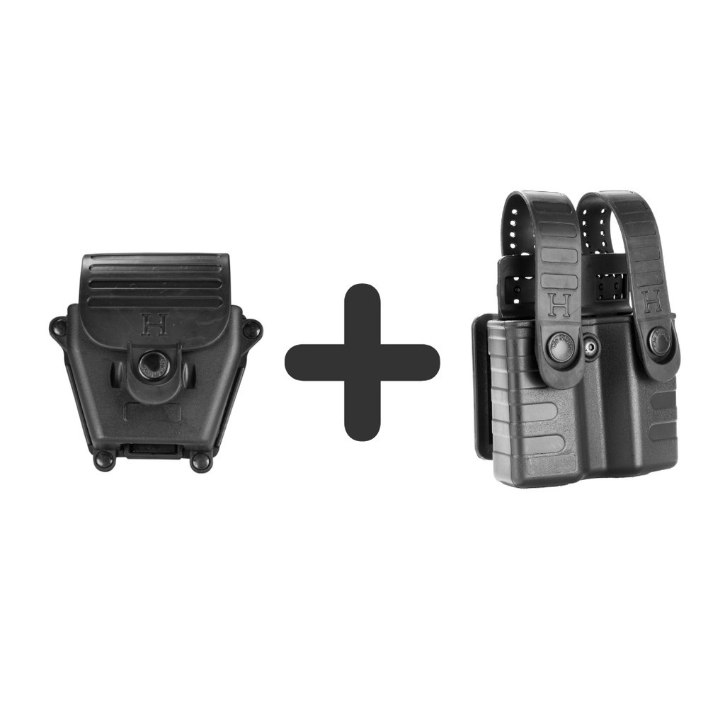 Kit Porta Algema  + Porta Carregador Duplo Polímero Resistente Original Cia Militar Botão Pressão