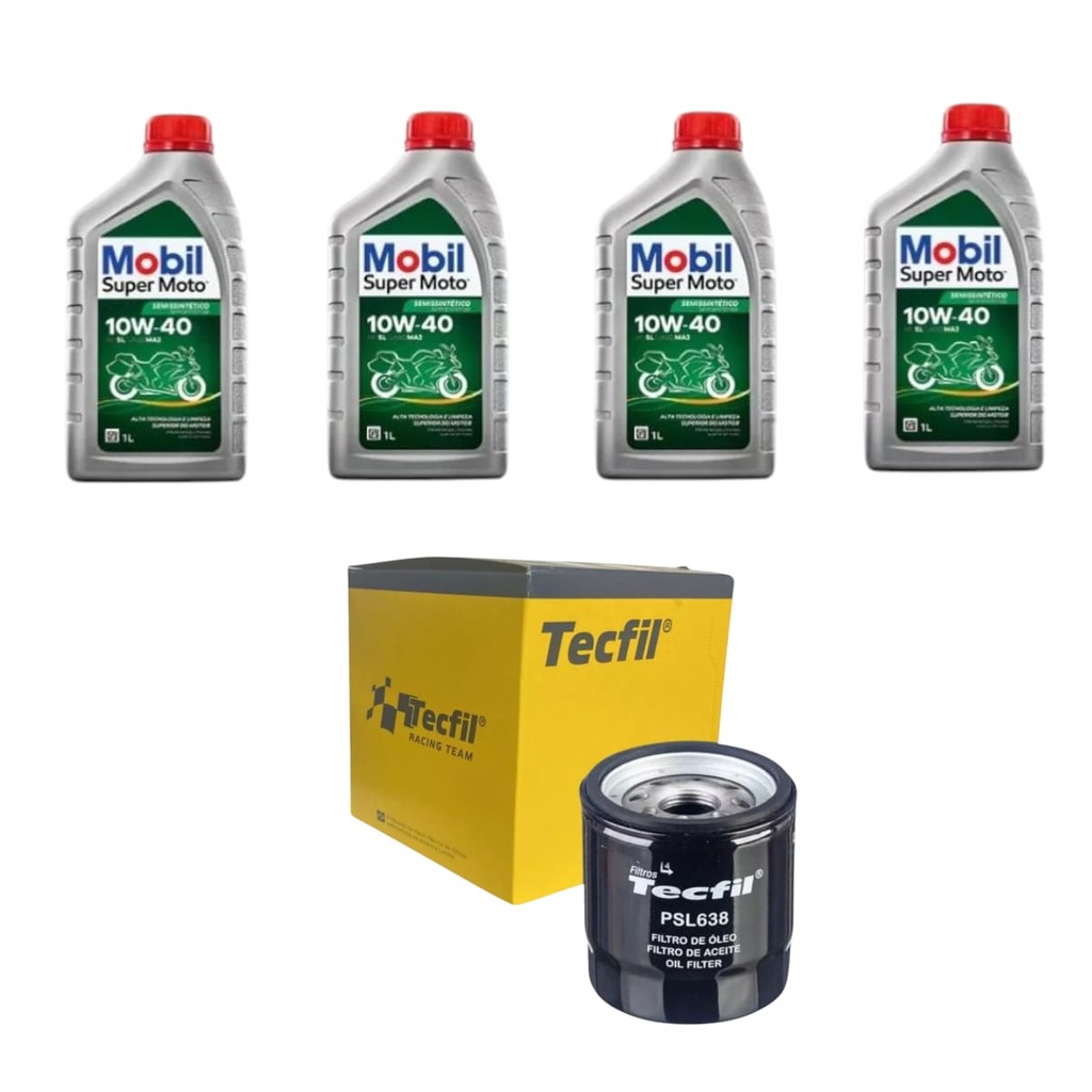 Kit Troca De Óleo 10w40 Mobil Kawasaki Z750 z800 z1000 + Filtro