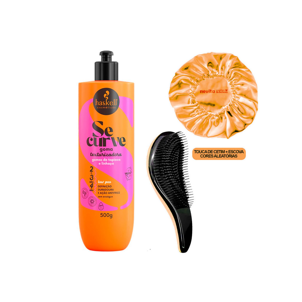 Goma Texturizadora Cachos Se Curve Haskell +Escova/Touca em Oferta na Shopee