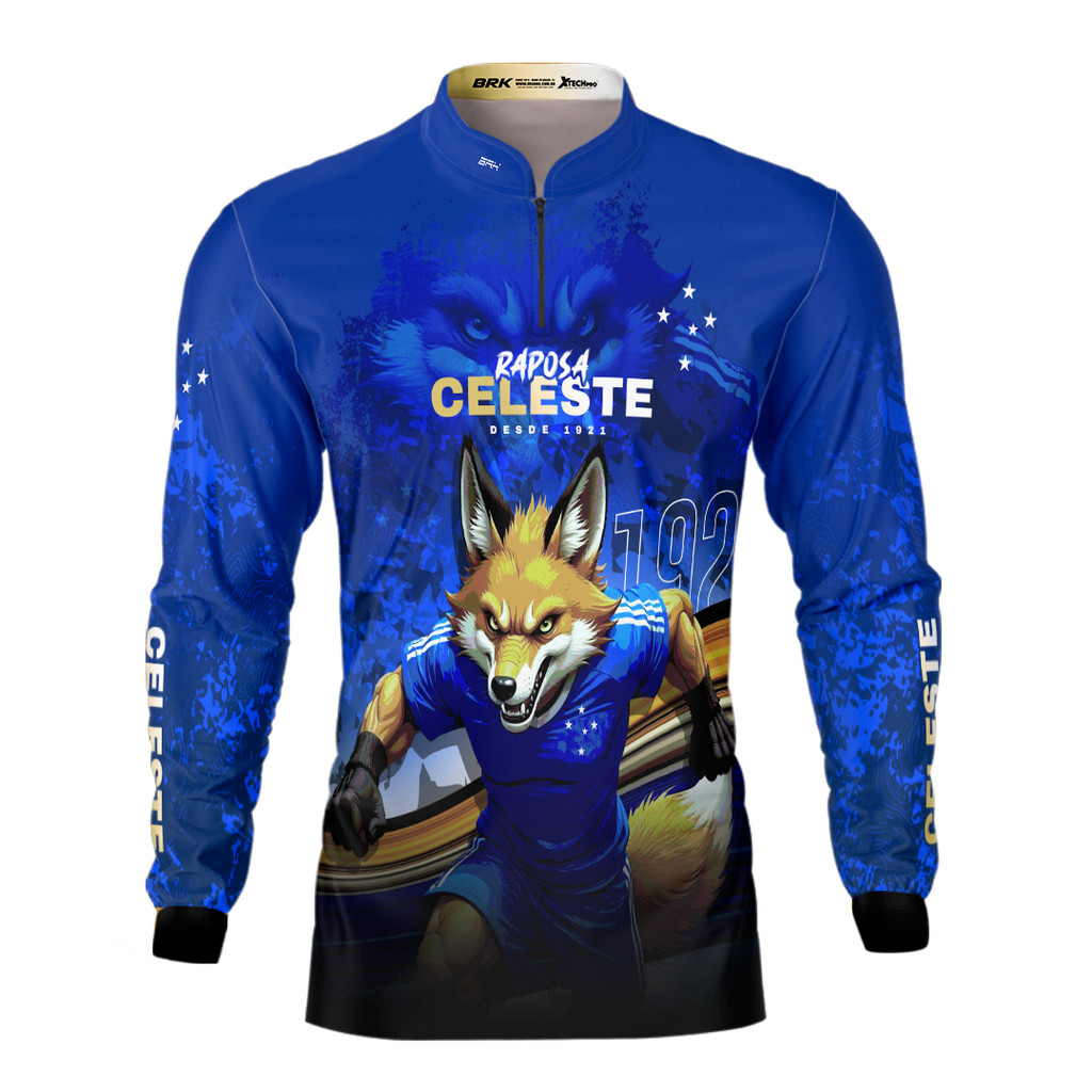 Camiseta de Time Futebol Azul Premium Brk Time Mineiro Raposa Estádio Uv+