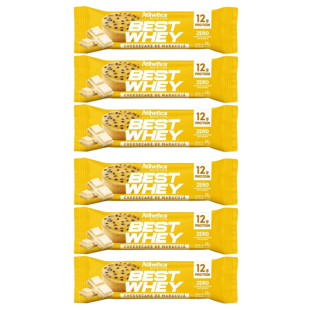 Kit 6 Best Whey 49g Cheesecake Maracujá Atlhetica 12g Prot
