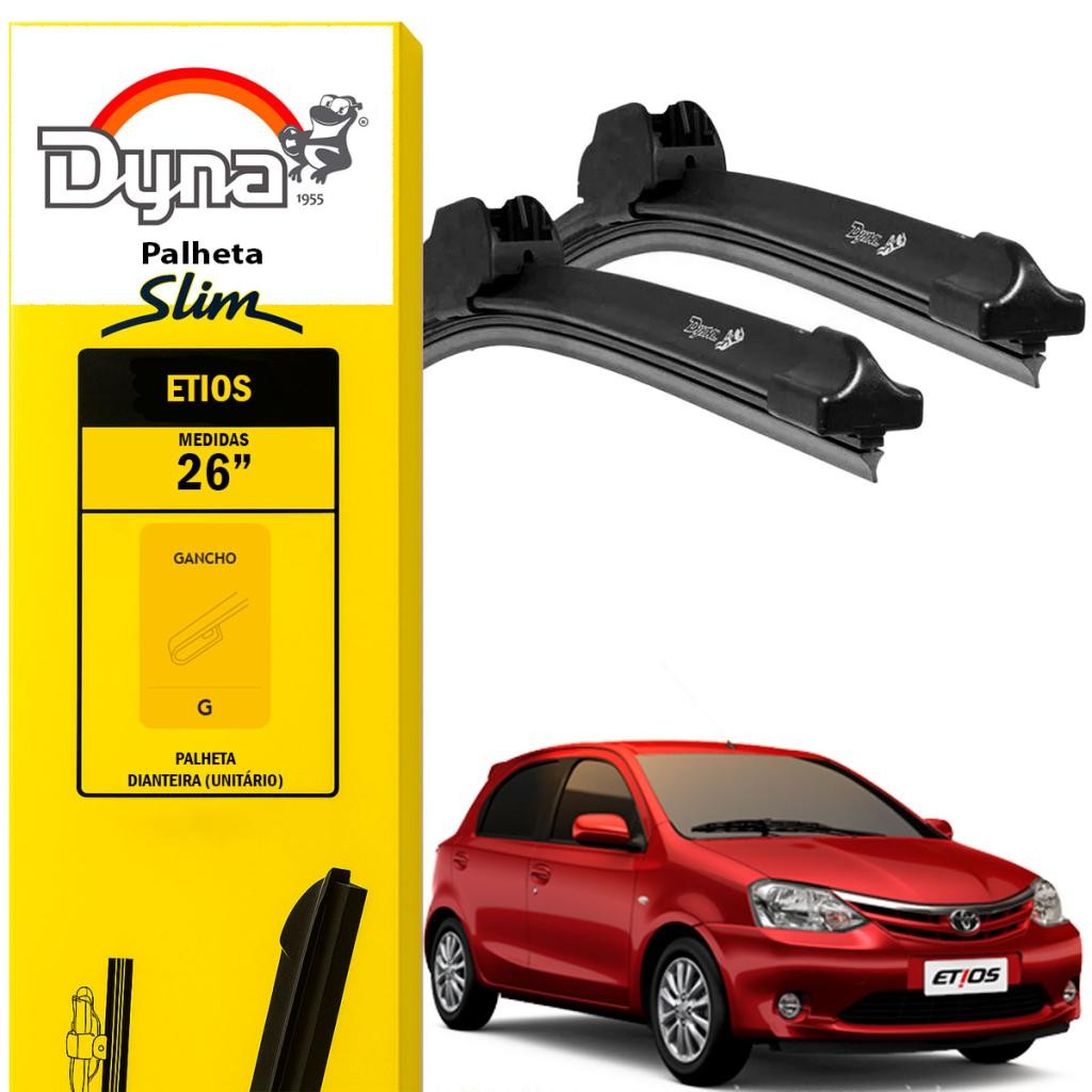 Jogo palheta parabrisa dianteiro Etios 2012 a 2021 Original Dyna Limpeza Precisa