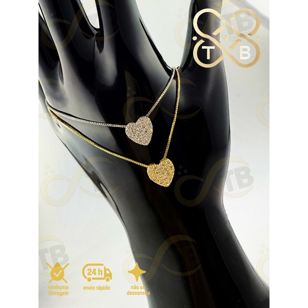 TB Acessórios Moda acessórios de luxo femininos Pingente de coração de diamante e tela cheia Fashion