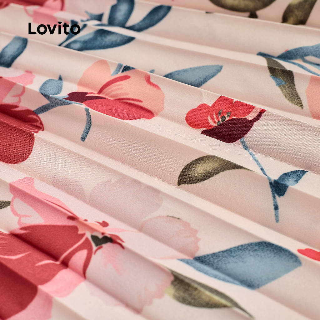 (Trendy) Lovito Saias Plissadas Florais Boho Para Mulheres L133ED547 - Women Clothes