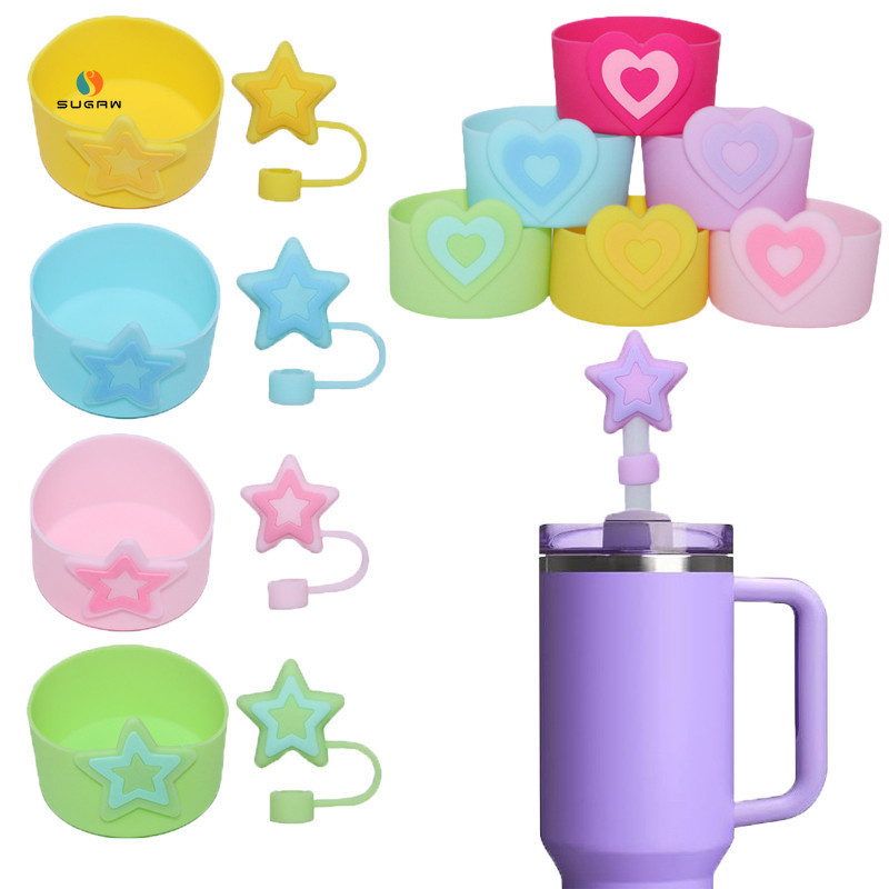 Bota de Silicone para Copo de 7,5cm, Capa de Canudo de 10mm, Capa de Garrafa de Silicone & Tampa de Canudo em Oferta na Shopee