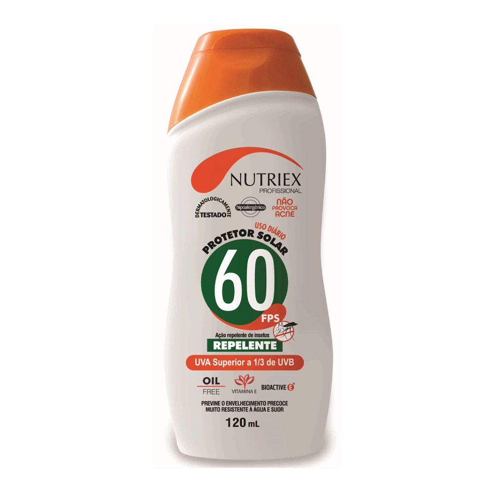 Protetor Solar FPS 60 Profissional Nutriex Repelente 1/3 UVA 120 ml