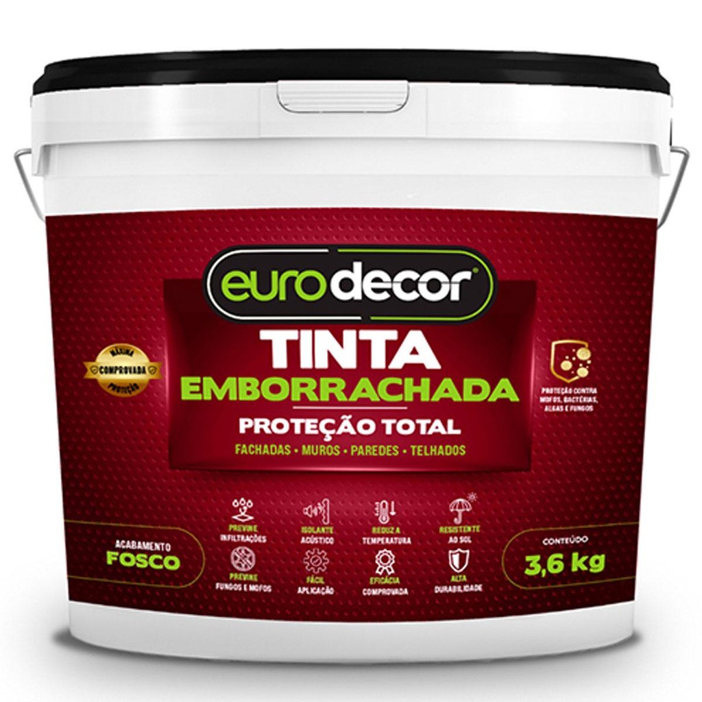 Tinta Emborrachada Branca Eurodecor 3,6Kg em Oferta na Shopee