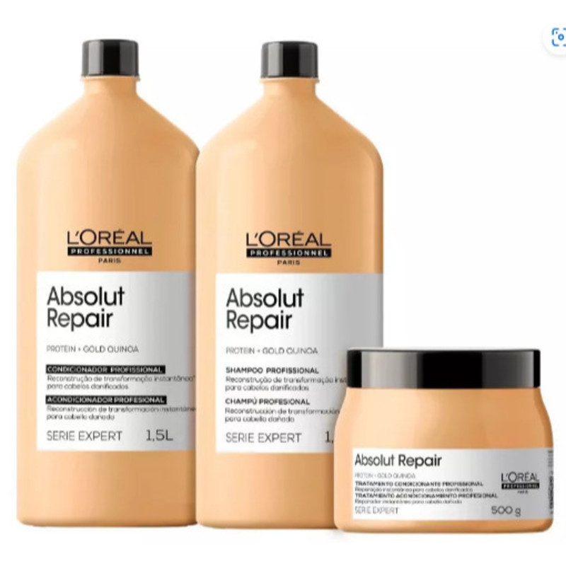 Absolut Repair Gold Quinoa Trio Kit Profissional Loreal 3 Produtos