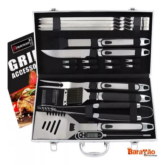 Kit Churrasco Nakasaki Com Termômetro Digital Com 21 Peças Profissional