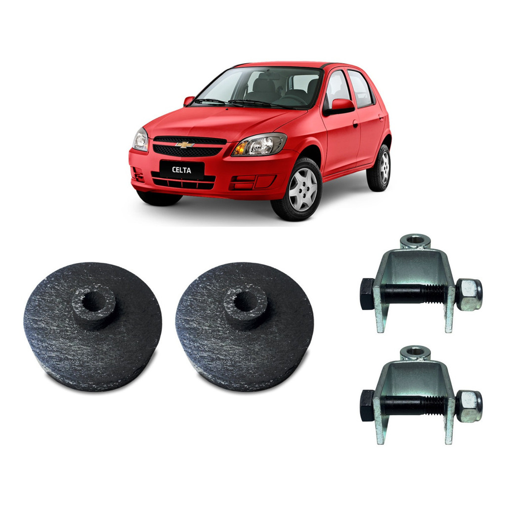 Kit Calço Mola Traseiro 4cm + Prolongador Celta