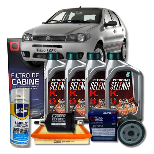 Kit Troca de Óleo e Filtros - Fiat Palio / Palio Weekend / Strada 1.8 8V Motor GM - 15W40 Selenia K em Oferta na Shopee