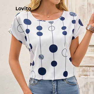 Lovito Blusa casual com padrão geométrico para mulheres LBL18852 em Oferta na Shopee
