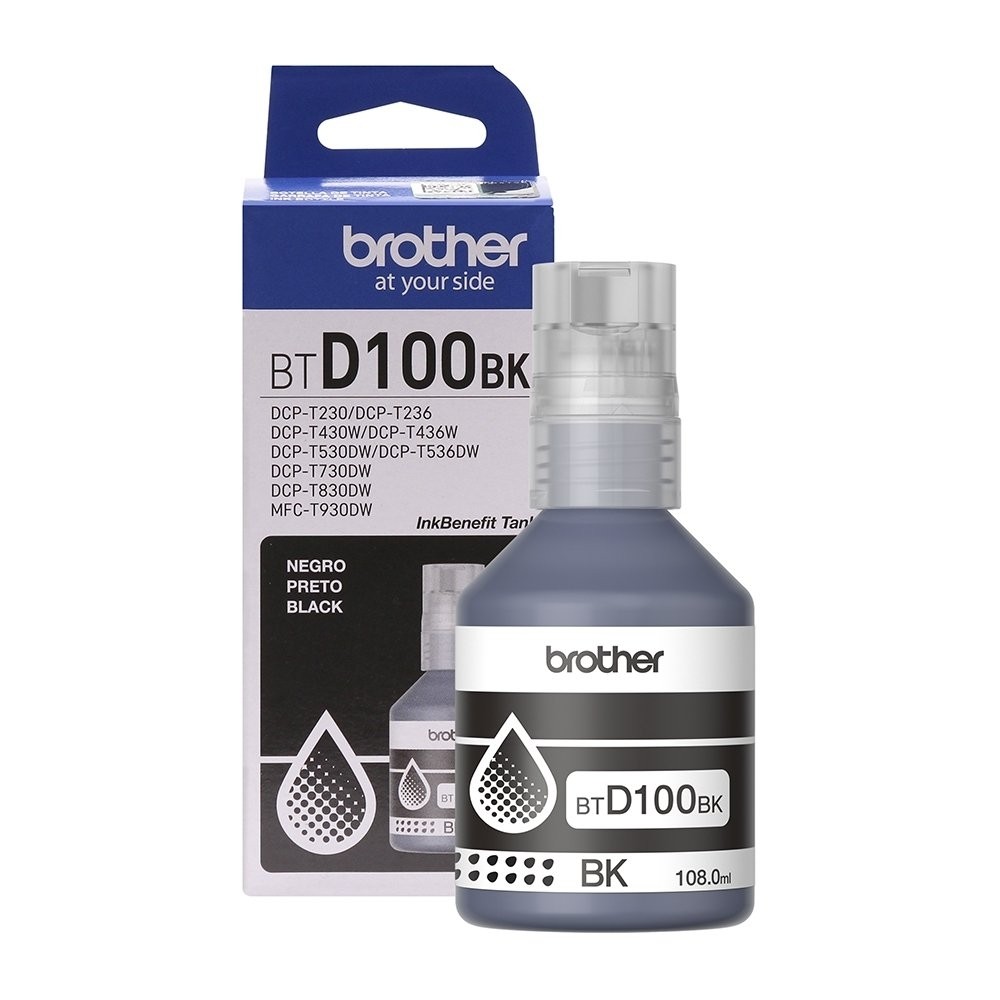 Refil de Tinta Brother BTD100BK | Preto, DCPT230/DCPT430W/DCPT436W/DCPT530DW/DCPT730DW/DCPT830D