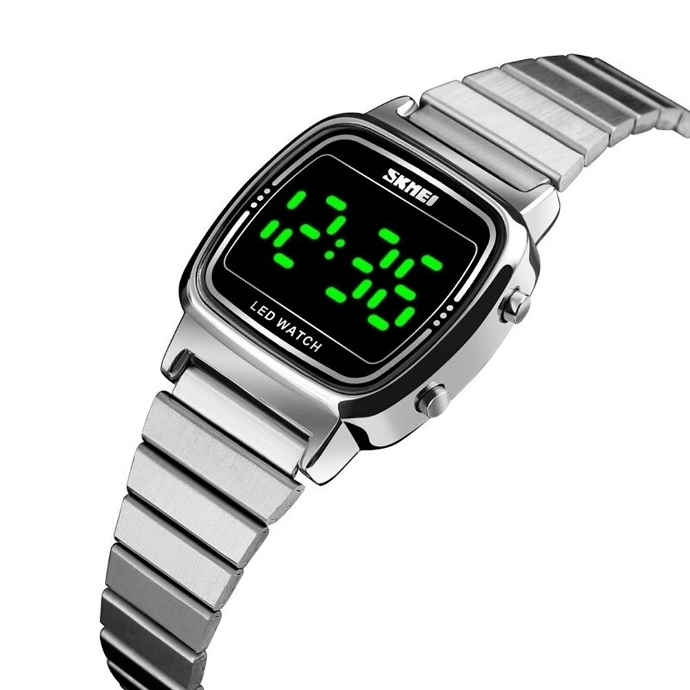 Relógio Feminino Skmei 1543 Digital Prata – Retro Resistente à Água 3 ATM, Original e Garantia 12 Meses