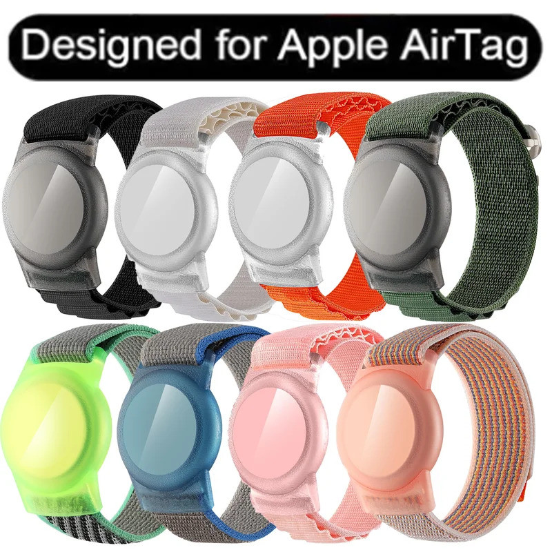 Pulseira Airtag para Crianças, Suporte para AirTag com Pulseira de Nylon Elástica, Case Rastreador GPS Antiperda para Cr
