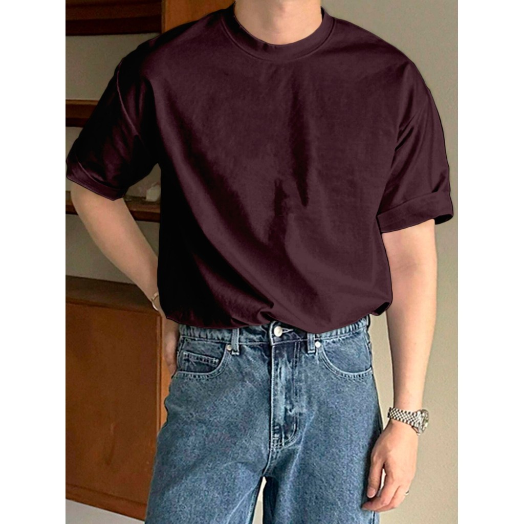 Blusa Masculina Vinho Oversized Esportiva Lisa Camiseta Larga Confortável Unissex T Shirt Plus Size