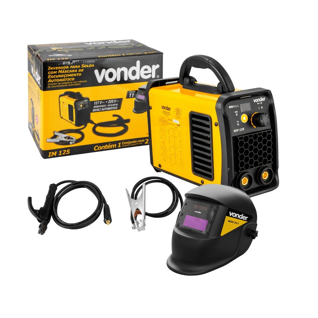 Máquina Solda Inversora 120A Bivolt IM125 Eletrodo e TIG Com Máscara Escurecimento Automático Vonder - Home & Living