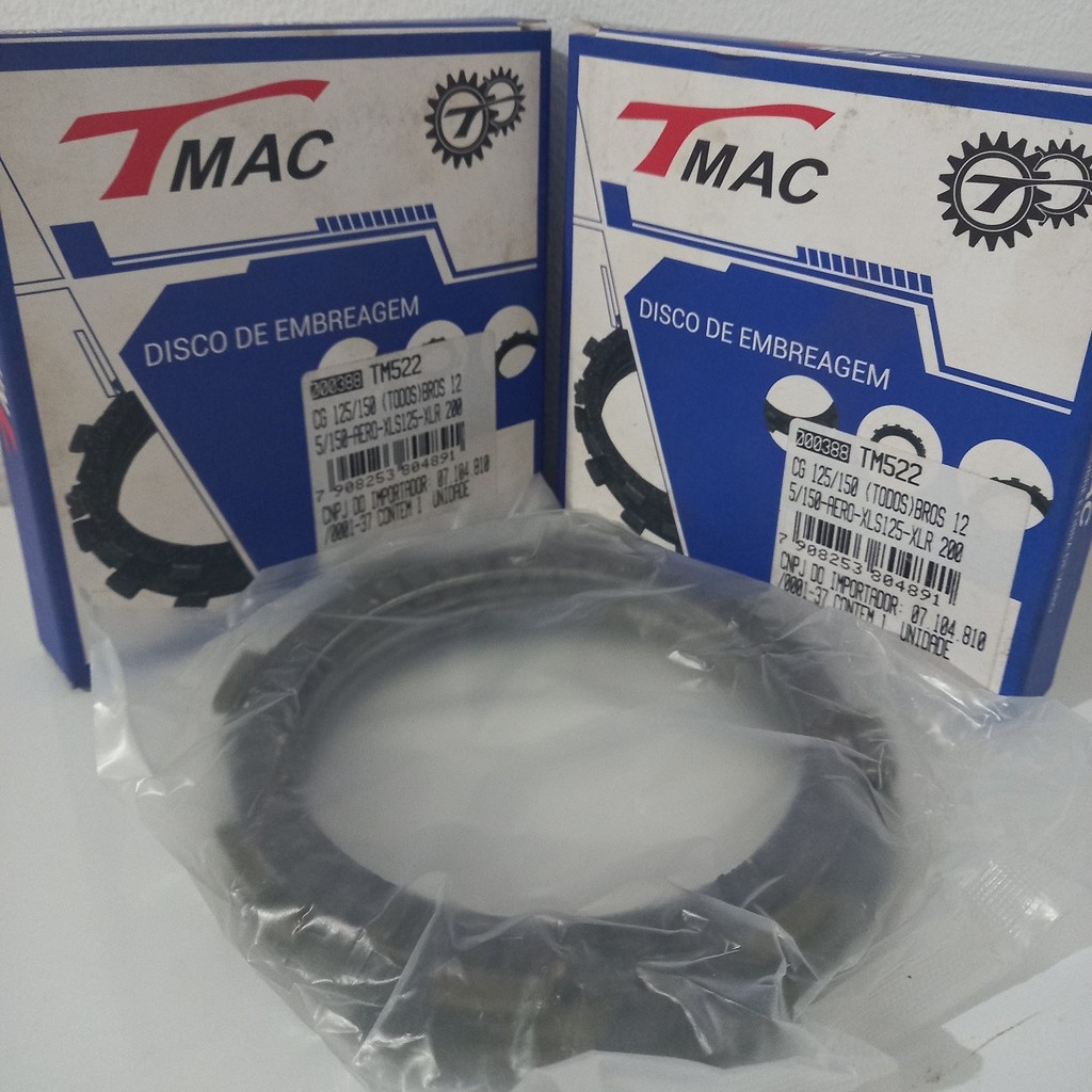 Discos de Embreagem Tmac (5 Peças) para CG 125 / 150, Bros 125 / 150, Aero XLS 125, XLR 200 | Durabilidade e precisão ga