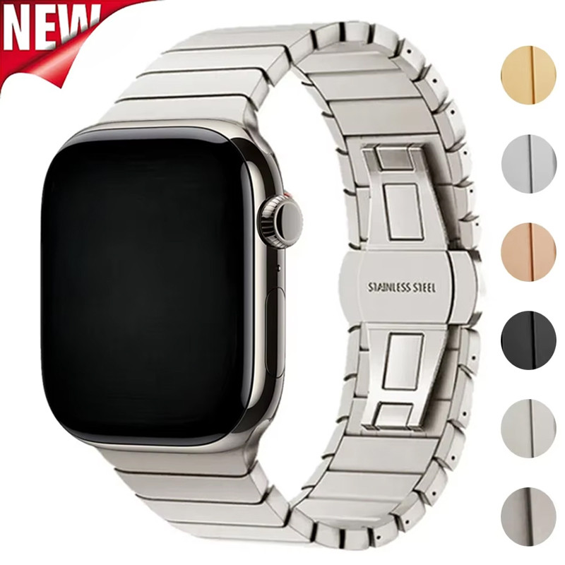 Pulseira De Aço Inoxidável De Metal Comercial Para Apple Watch 10 46mm 42mm Ultra 2 49mm 45mm 40mm 44mm 38mm 41mm IWatch