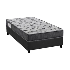 Cama Box Solteiro: Colchão Espuma Ortobom D33/EP Anatômico ISO 100 Ultra Firme + Base CRC Suede Gray(78x188)