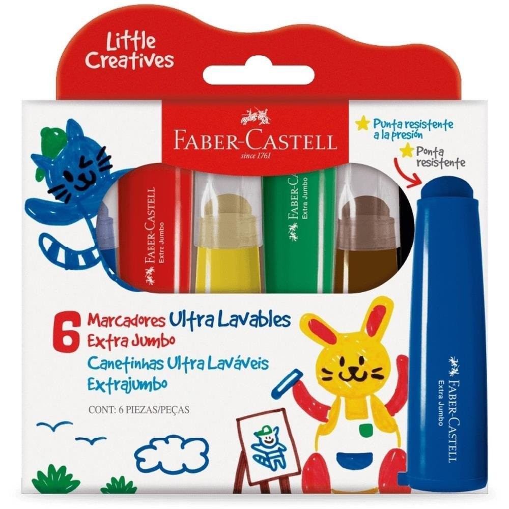 Caneta Hidrografica Jumbo 6 Cores Lavaveis L.creatives Estojo