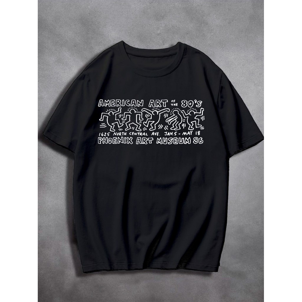 Camiseta Streetwear Art Museum Dance Old School T-Shirt Preto Unissex Blusa Gola Redonda 80S Vintage