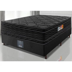 Cama Box Casal Colchão OrtoFirm Black + Box 138x188x71 Double Face Espuma D33 Preto