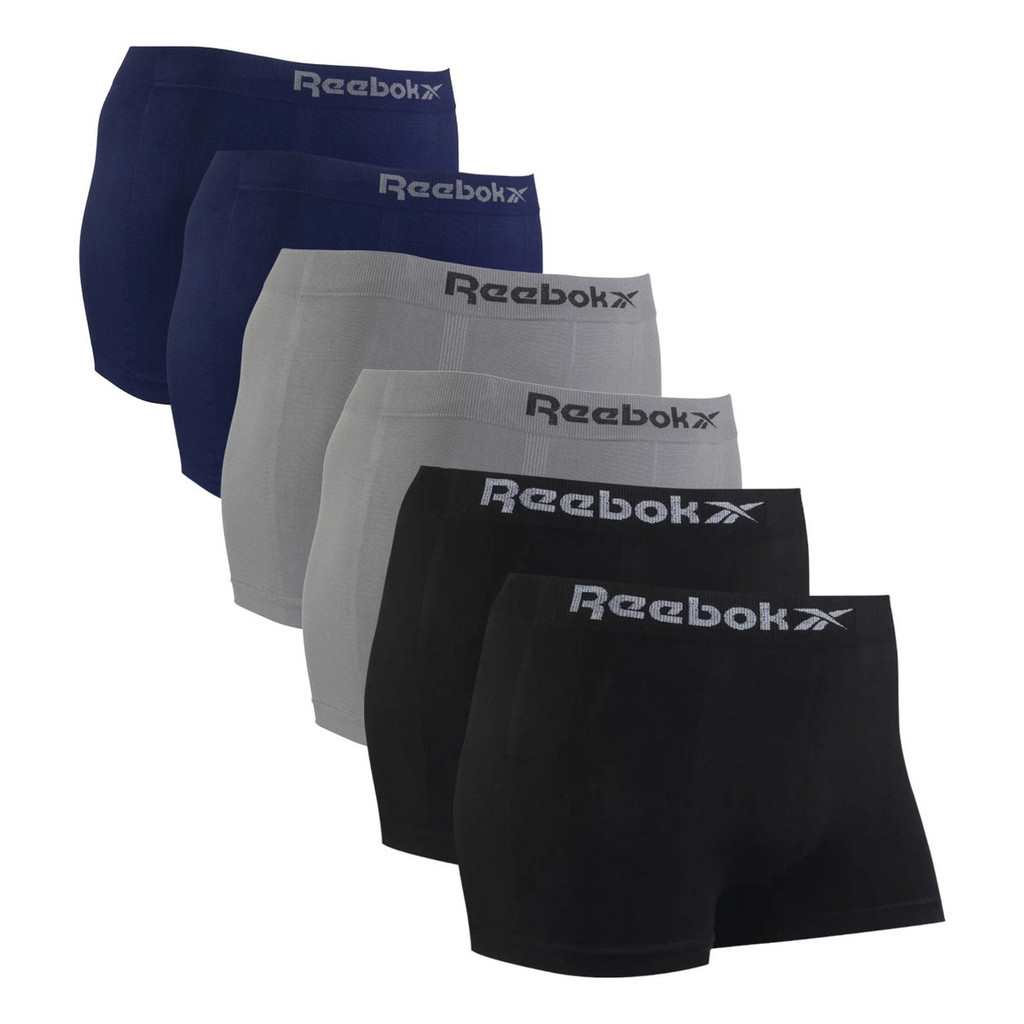 Kit 6 Cuecas Reebok Boxer Box Sem Costura Microfibra Adulto Homem Confortável Respirável Esporte