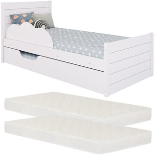 Bicama Infantil 100% MDF com Cama Auxiliar e Proteção Lateral Acompanha Colchão em Oferta na Shopee