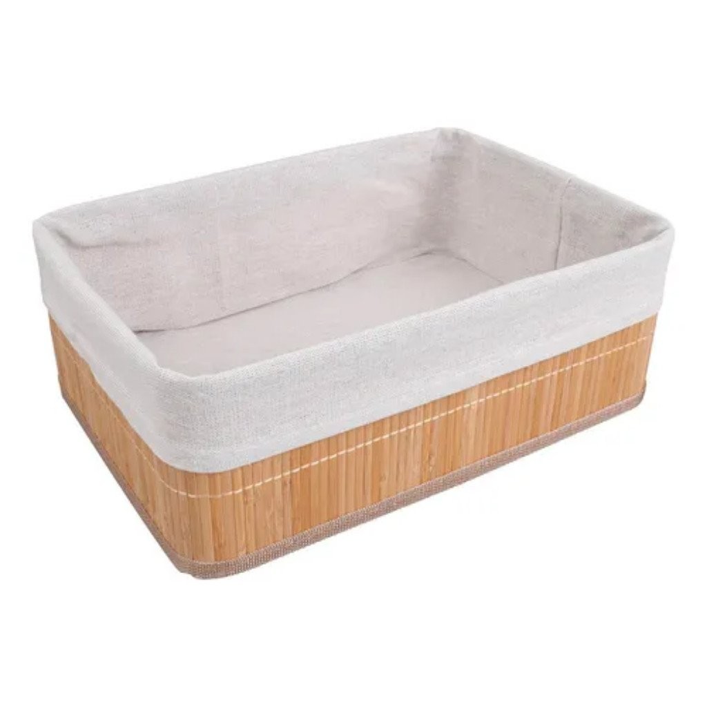 Cesto Retangular de Bambu com Forro 29cm Oikos