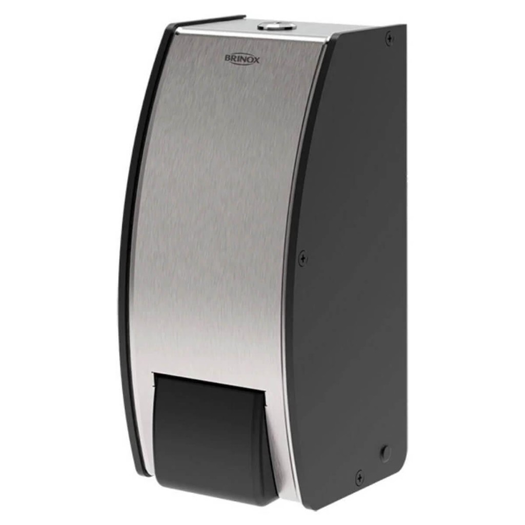 Dispenser de Parede Sabonete Líquido e Álcool em Gel 800ml Decorline Brinox em Aço Inox e Preto