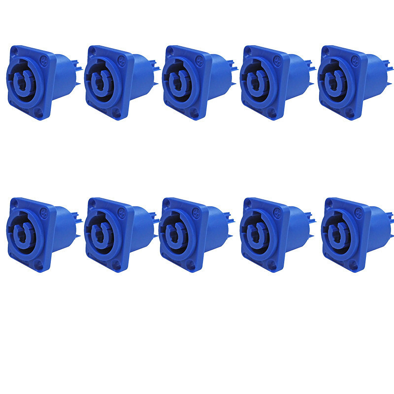10 Conectores Powercon Fêmea 3 Pinos 20A 250V | Tomadas de Painel para Iluminação e Áudio de Palco