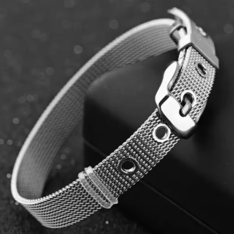 Pulseira Malha De Aço Inoxidável Prata De Alta Qualidade Unissex Diy em Oferta na Shopee