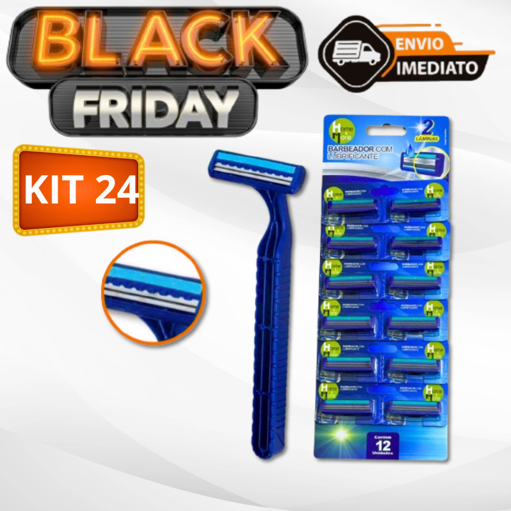 Kit 24 Aparelho De Barbear Barbeador Descartável 2 lâminas Com Fita Lubrificante Navalha