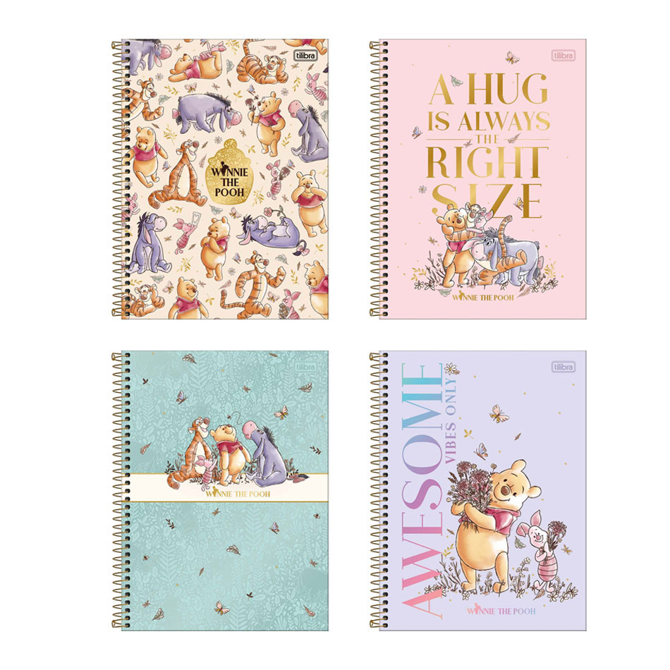 Caderno espiral capa dura universitário 10x1 160 folhas Pooh Tilibra