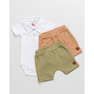 Kit 3 Peças Bebê Shorts e Gola Polo 8803-C1-K3 em Oferta na Shopee