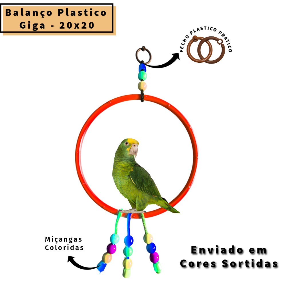 Argola Balanço Giga Brinquedo C/ Biju - Calopsita, Papagaio, Agaporne Passaros