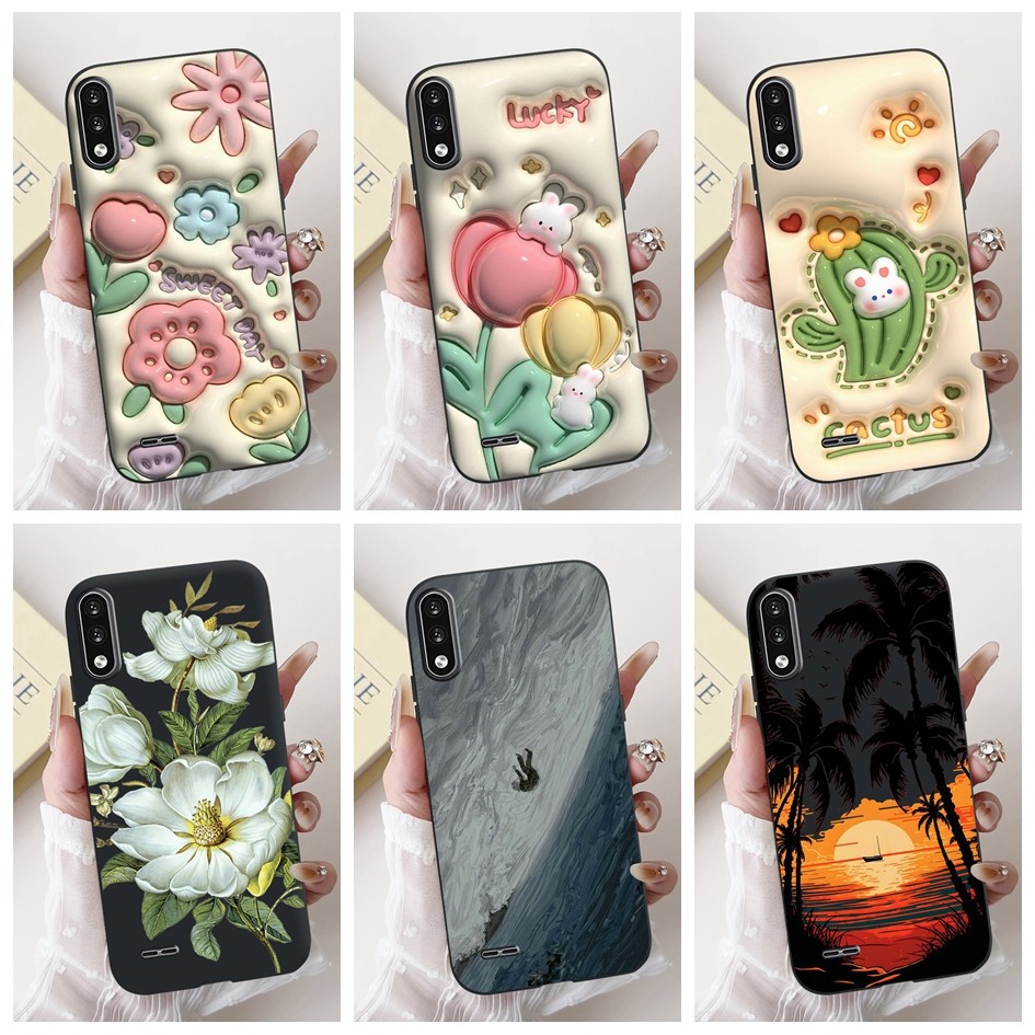 Para LG K22 2020 Embalagem Popular Flor Pôr Do Sol Pintado Macio Preto Silicone Fosco TPU Capa Traseira LGK22 LM-K200 LM