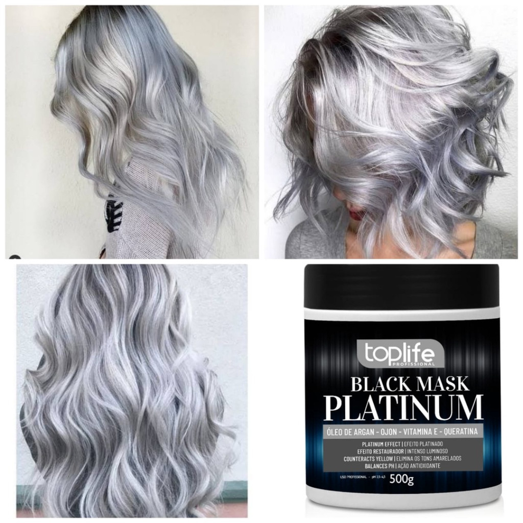 Máscara Capilar Matizadora Tonalizante Black platinum 500gr TOPLIFE