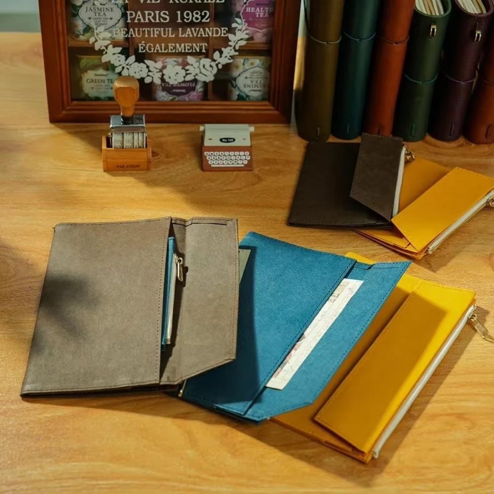 Bolsa Com Zíper , Caderno Encadernado Em Papel Kraft De Couro , De Armazenamento Dobrável Para Viajantes De Bolso — imagem 2 de 2