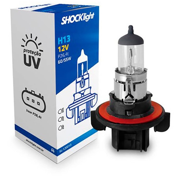 LÂMPADA FAROL STANDART H13 12V 60/55W SHOCK LIGHT SL-120013 em Oferta na Shopee