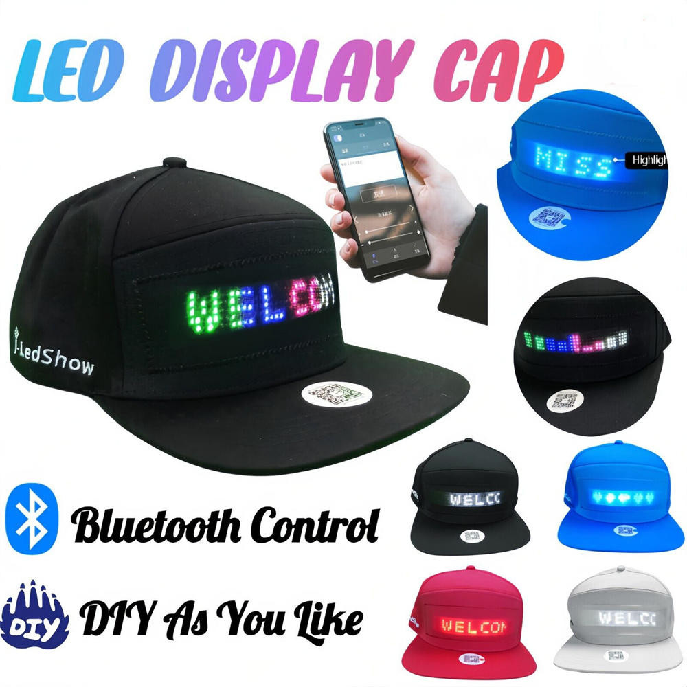 Chapéus De LED , Bonés Exibem Mensagem Bluetooth Editável Boné De Beisebol Legal Para Festa