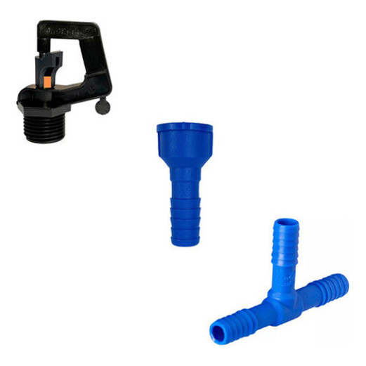 Combo micro aspersor mc-20 laranja + TE triplo 1/2" + adaptador rosca interna 1/2"