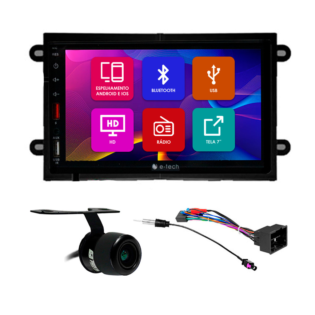 Kit Multimidia 7 Pol Cobalt 13 A 15 Onix 12 A 19 Prisma 13 A 16 Prisma Joy 17 18 Spin 13 A 18 Android Auto Carplay Cinza