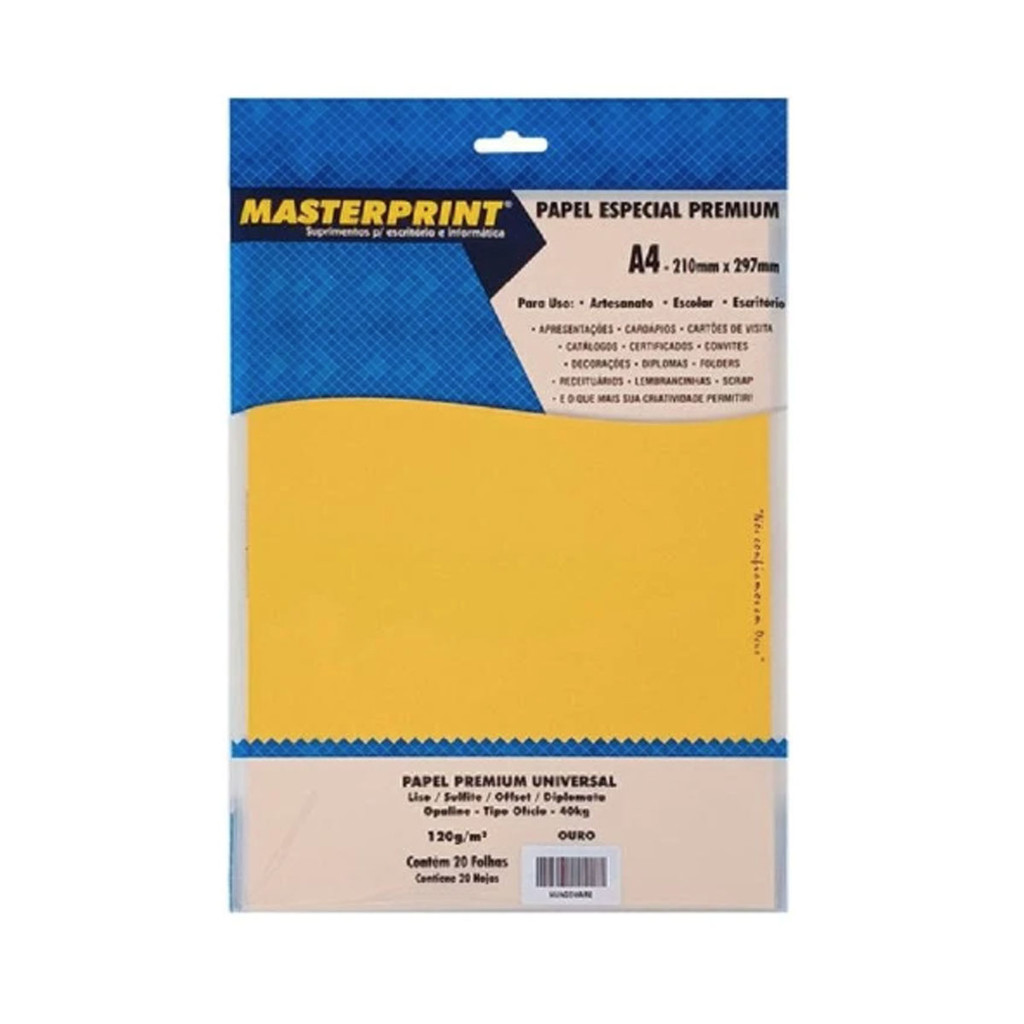 Papel Diplomata Liso Offset 120g 20 folhas Ouro