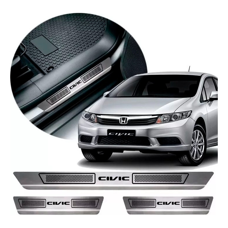 Jogo Soleira Porta Aço Inox Honda Civic 2007 2008 2009 2010