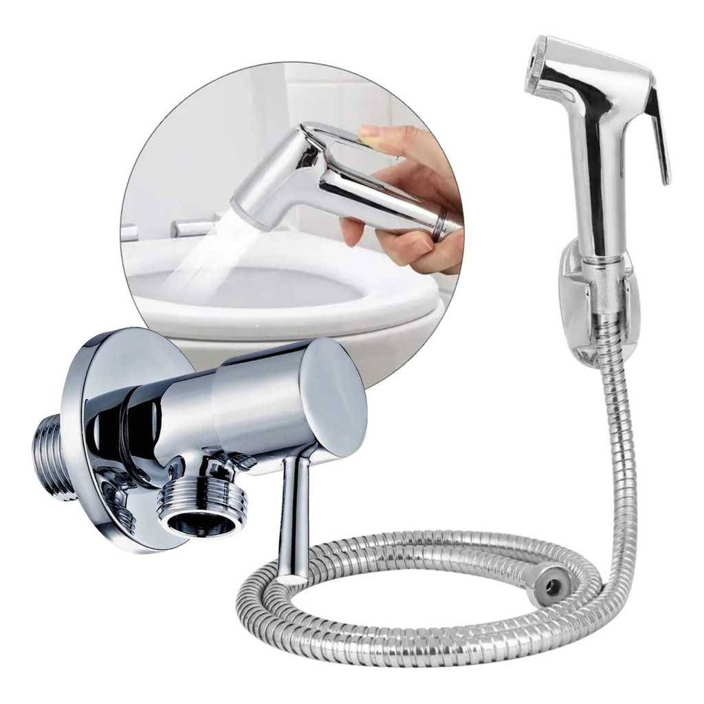 Duxa Higiênica Registro Aço Inox Super Luxo 1/4 Volta