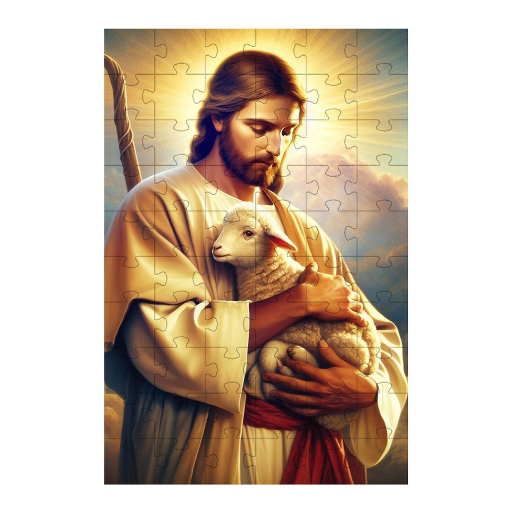 Quebra-Cabeças inclusivo Jesus o Bom Pastor de 60 peças