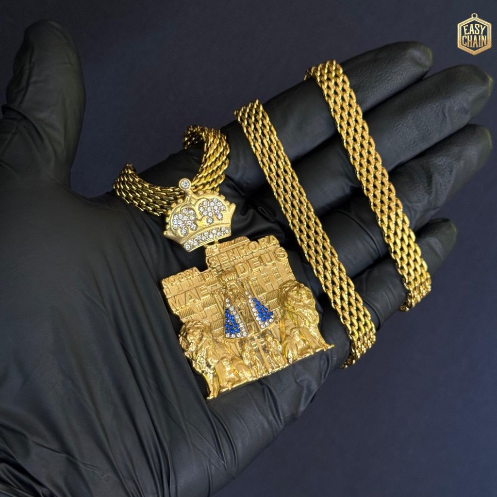 Corrente Moeda Antiga Modelo Influenciadores Pingente Nossa Senhora Mãe De Deus Com Coroa