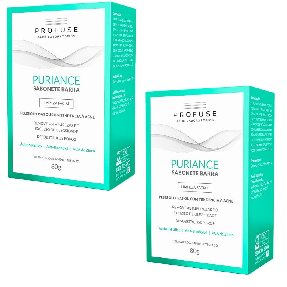 Kit 2 Puriance Profuse Sabonete em Barra com 80g - Beauty